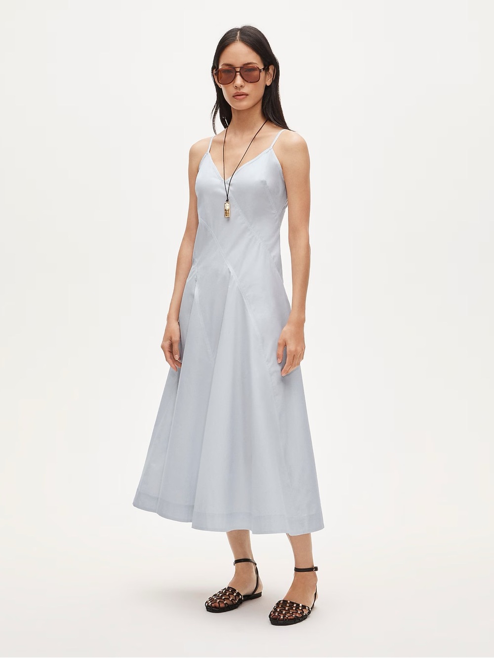 Diagonal-seam dress in cotton poplin